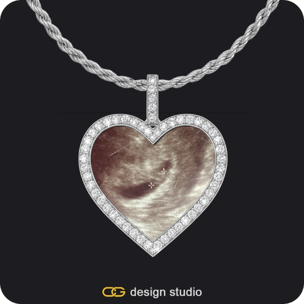 Custom Photo Pendant - Silver / Heart / Rope