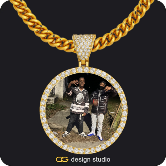 Custom Photo Pendant - Gold / Circle (4 cm) / Cuban (5mm)