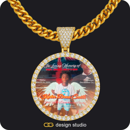 Custom Photo Pendant - Gold / Circle (4 cm) / Cuban (5mm)