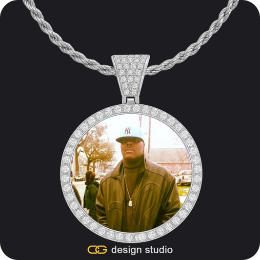 Custom Photo Pendant - Silver / Circle (4 cm) / Rope