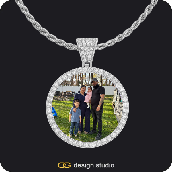 Custom Photo Pendant - Silver / Circle (3 cm) / Rope