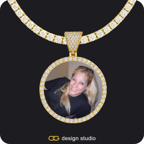Custom Photo Pendant - Gold / Circle (3 cm) / Tennis