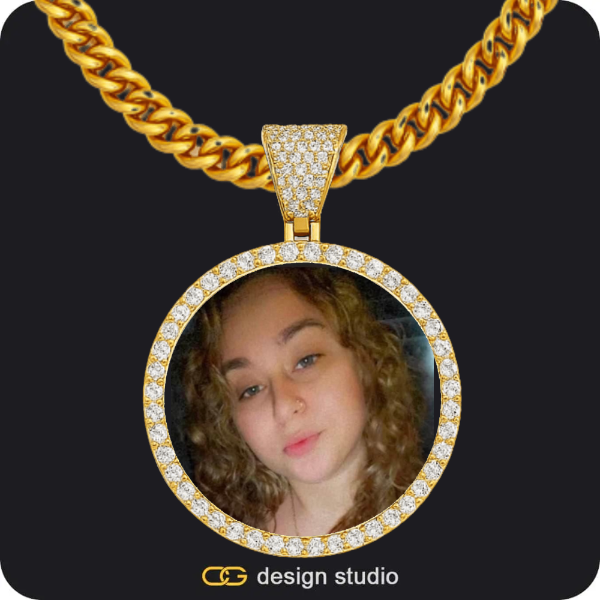 Custom Photo Pendant - Gold / Circle (4 cm) / Cuban (5mm)
