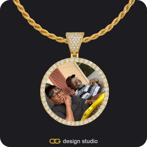 Custom Photo Pendant - Gold / Circle (3 cm) / Rope