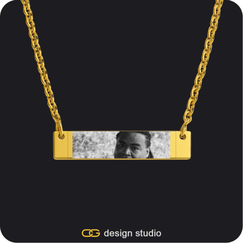 Custom Photo Pendant,The Essential Name Necklace: Mens,The Essential Name Necklace,Chain Upgrade - 4mm Curb,Custom Eyes Necklace - Gold