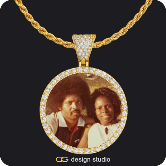 Custom Photo Pendant - Gold / Circle (4 cm) / Rope