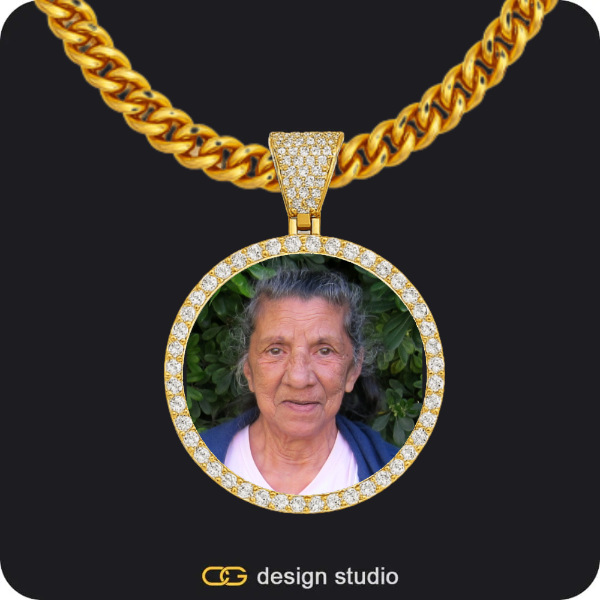 Custom Photo Pendant - Gold / Circle (3 cm) / Cuban (5mm)