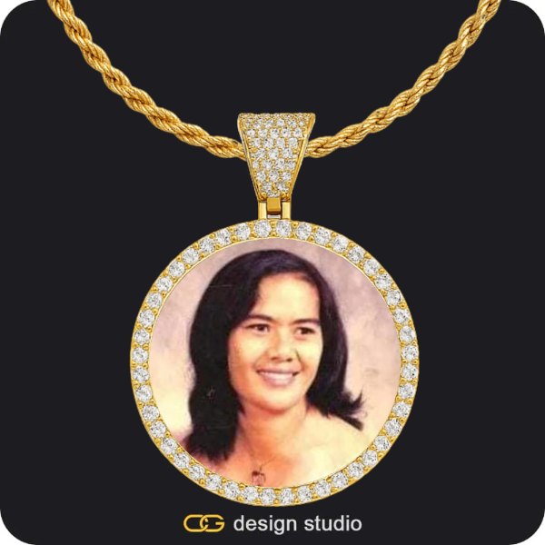 Custom Photo Pendant - Gold / Circle (4 cm) / Rope