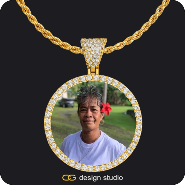 Custom Photo Pendant - Gold / Circle (4 cm) / Rope
