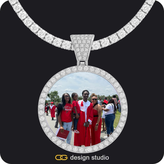 Custom Photo Pendant - Silver / Circle (4 cm) / Tennis