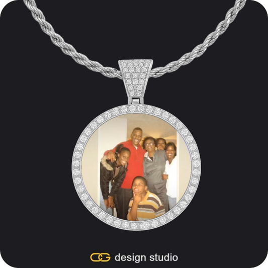 Custom Photo Pendant - Silver / Circle (3 cm) / Rope