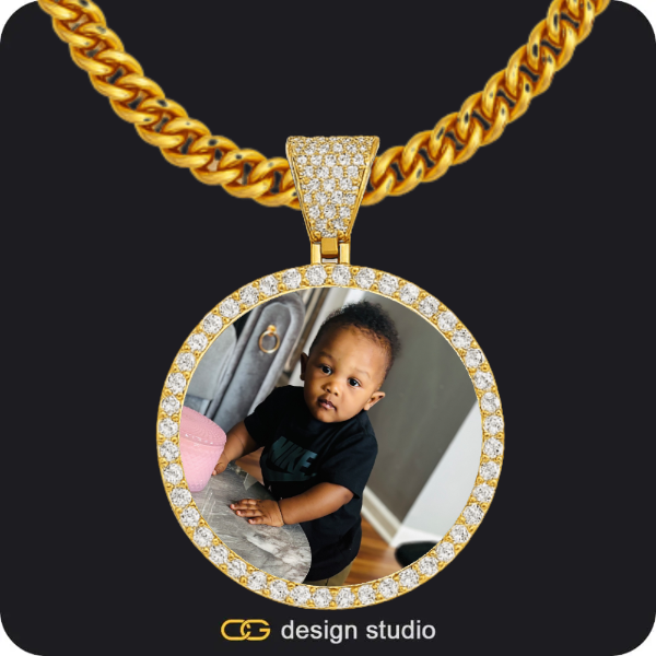 Custom Photo Pendant - Gold / Circle (4 cm) / Cuban (5mm)