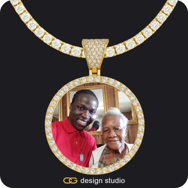 Custom Photo Pendant - Gold / Circle (4 cm) / Tennis