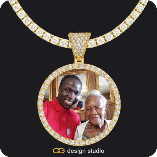 Custom Photo Pendant - Gold / Circle (4 cm) / Tennis