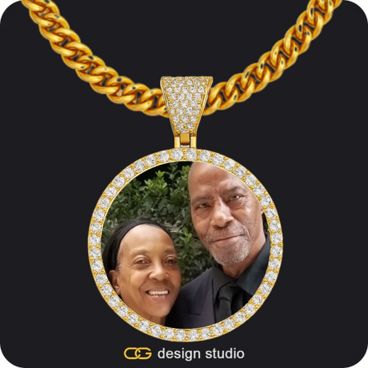 Custom Photo Pendant - Gold / Circle (4 cm) / Cuban (5mm)