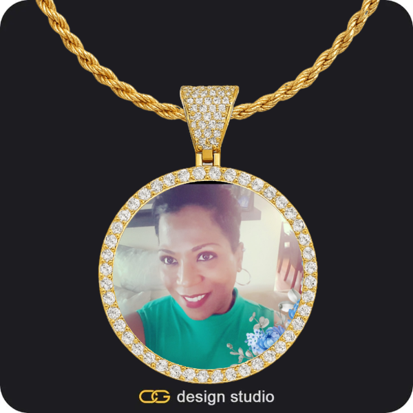 Custom Photo Pendant - Gold / Circle (4 cm) / Rope