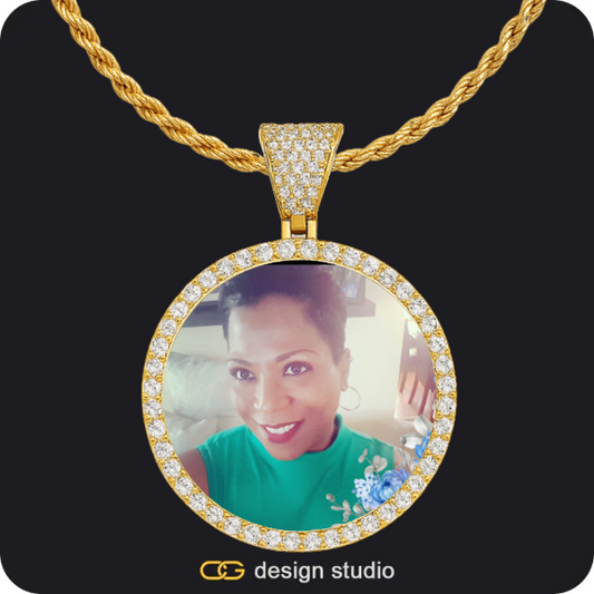 Custom Photo Pendant - Gold / Circle (4 cm) / Rope