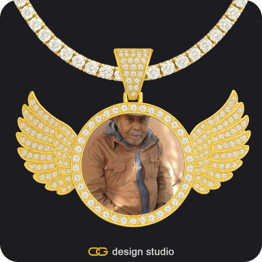 Custom Photo Pendant - Gold / Wings / Tennis