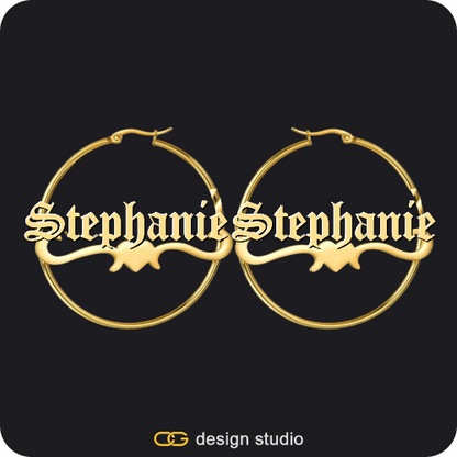 The Essential Hoop Name Earrings: Underline,Butterfly initial necklace - H,Custom Heart Photo Pendant - Gold / Rope