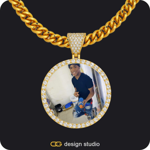Custom Photo Pendant - Gold / Circle (3 cm) / Cuban (5mm)