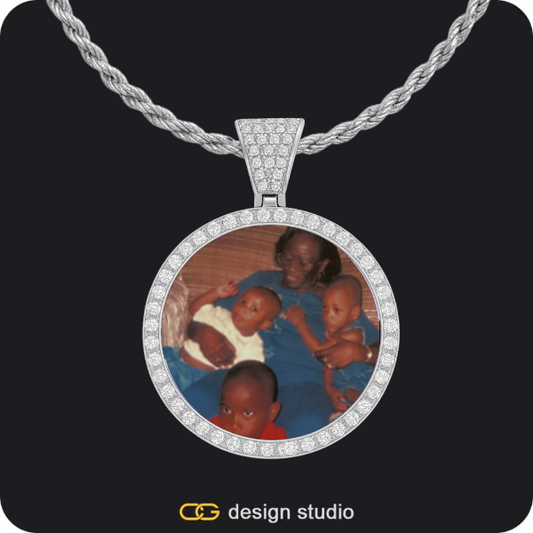 Custom Photo Pendant - Silver / Circle (3 cm) / Rope