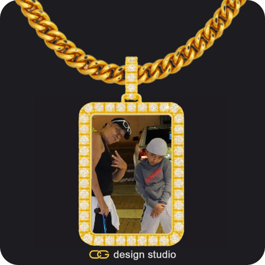 Custom Photo Pendant,Pendant Upgrade - Rectangle Pendant,Chain Upgrade - 5mm Cuban