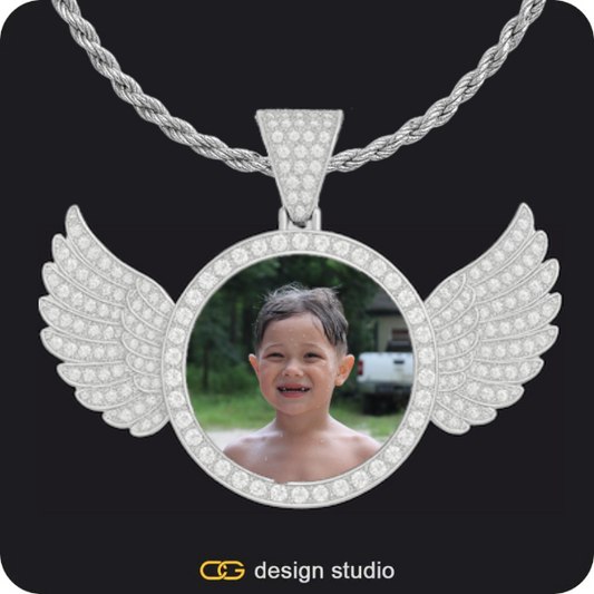 Custom Photo Pendant,Pendant Upgrade - Wings Pendant