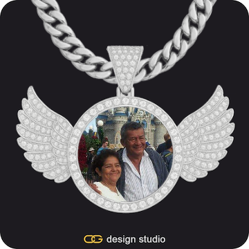 Custom Photo Pendant,Pendant Upgrade - Wings Pendant,Chain Upgrade - 10mm Cuban
