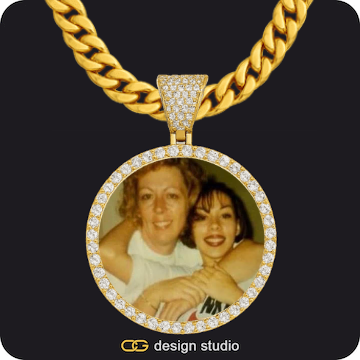 Custom Photo Pendant,Chain Upgrade - 10mm Cuban,Baguette Letter Initial Necklace: Gold - D / Rope