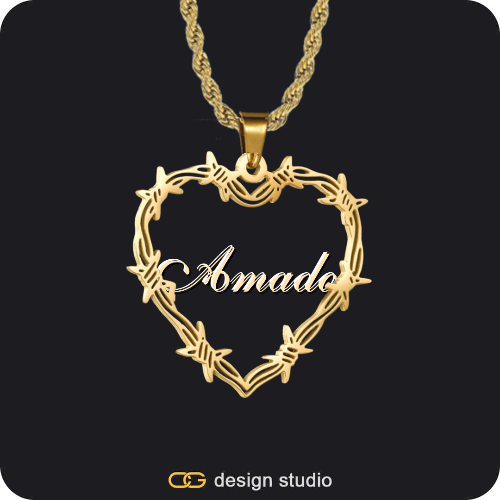 Bichota Heart Name Necklace,Chain Upgrade - Rope