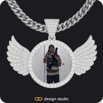 Custom Photo Pendant,Pendant Upgrade - Wings Pendant,Chain Upgrade - 5mm Cuban