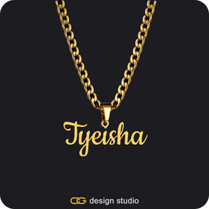 The Essential Name Necklace: Looped,Chain Upgrade - 4mm Curb,The Essential Name Necklace