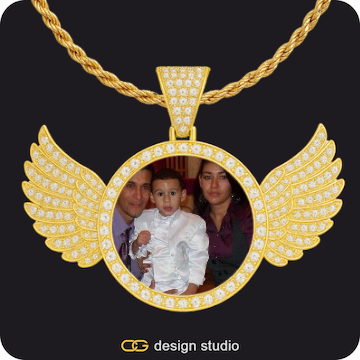 Custom Photo Pendant,Pendant Upgrade - Wings Pendant,The Essential Name Necklace,Chain Upgrade - 4mm Curb