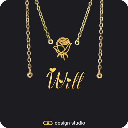 The Essential Name Necklace: Underline,Chain Upgrade - 4mm Curb,The Essential Name Necklace: Double Layer