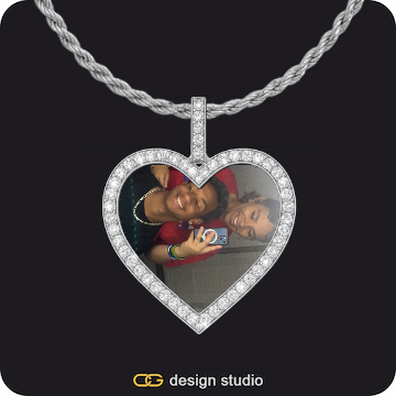 Custom Photo Pendant,Baguette Letter Initial Necklace: Gold - D / Cuban (5mm),Custom Photo Pendant - Gold / Circle (4 cm) / Cuban (5mm)