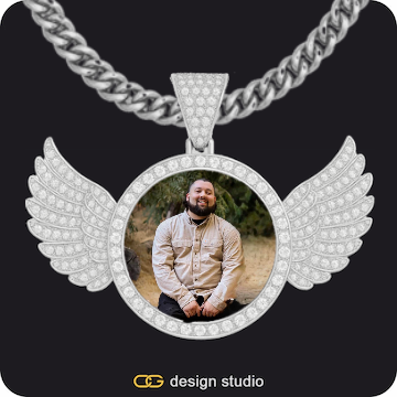 Custom Photo Pendant,Pendant Upgrade - Wings Pendant,Chain Upgrade - 5mm Cuban