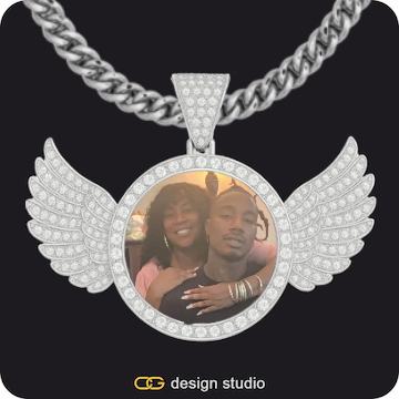 Custom Photo Pendant,Pendant Upgrade - Wings Pendant,Chain Upgrade - 5mm Cuban,Custom Photo Pendant,Chain Upgrade - 5mm Cuban