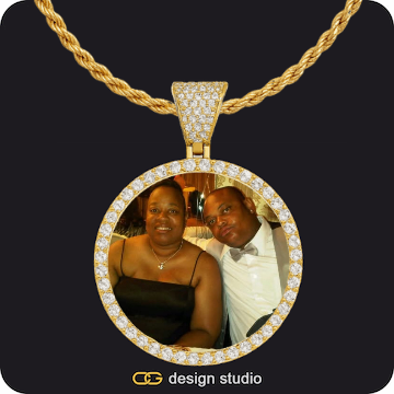 Baguette Letter - E / Gold,Custom Photo Pendant