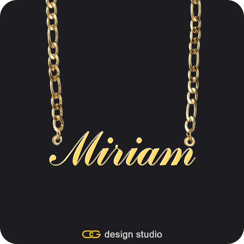 Bubble Letter - M / Gold,The Essential Name Necklace,Chain Upgrade - Figarro