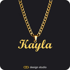 The Essential Name Necklace: Looped,Chain Upgrade - 4mm Curb