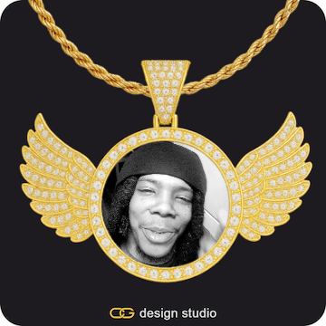 Arial Letter - M / Gold,Custom Photo Pendant,Pendant Upgrade - Wings Pendant,Custom Photo Pendant,Pendant Upgrade - Wings Pendant