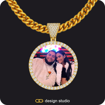 Baguette Letter - N / Gold,Custom Photo Pendant,Chain Upgrade - 5mm Cuban