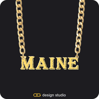 Custom Photo Pendant,The Essential Name Necklace: Mens,The Essential Name Necklace,Chain Upgrade - 4mm Curb,Custom Eyes Necklace - Gold