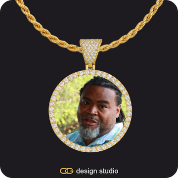 Custom Photo Pendant,The Essential Name Necklace: Mens,The Essential Name Necklace,Chain Upgrade - 4mm Curb,Custom Eyes Necklace - Gold