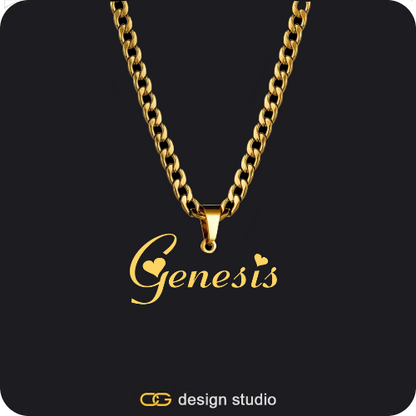 The Essential Name Necklace: Cuban chain,Drip Letter - S / Gold,The Essential Name Necklace: Cuban chain