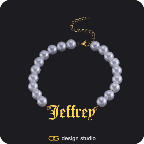 The Essential Name Necklace,Chain Upgrade - Pearl,The Essential Name Bracelet