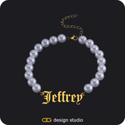 The Essential Name Necklace,Chain Upgrade - Pearl,The Essential Name Bracelet