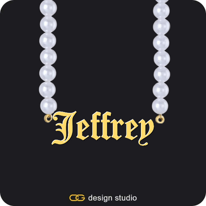 The Essential Name Necklace,Chain Upgrade - Pearl,The Essential Name Bracelet