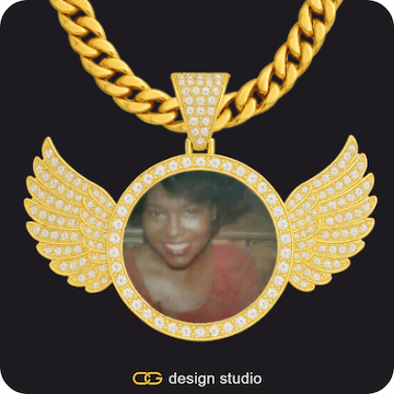 Custom Photo Pendant,Pendant Upgrade - Wings Pendant,Chain Upgrade - 10mm Cuban
