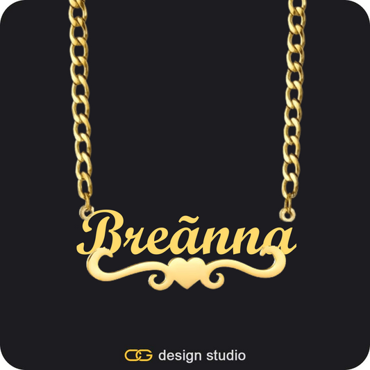 Arial Letter - B / Gold,The Essential Name Necklace: Underline,Chain Upgrade - 4mm Curb